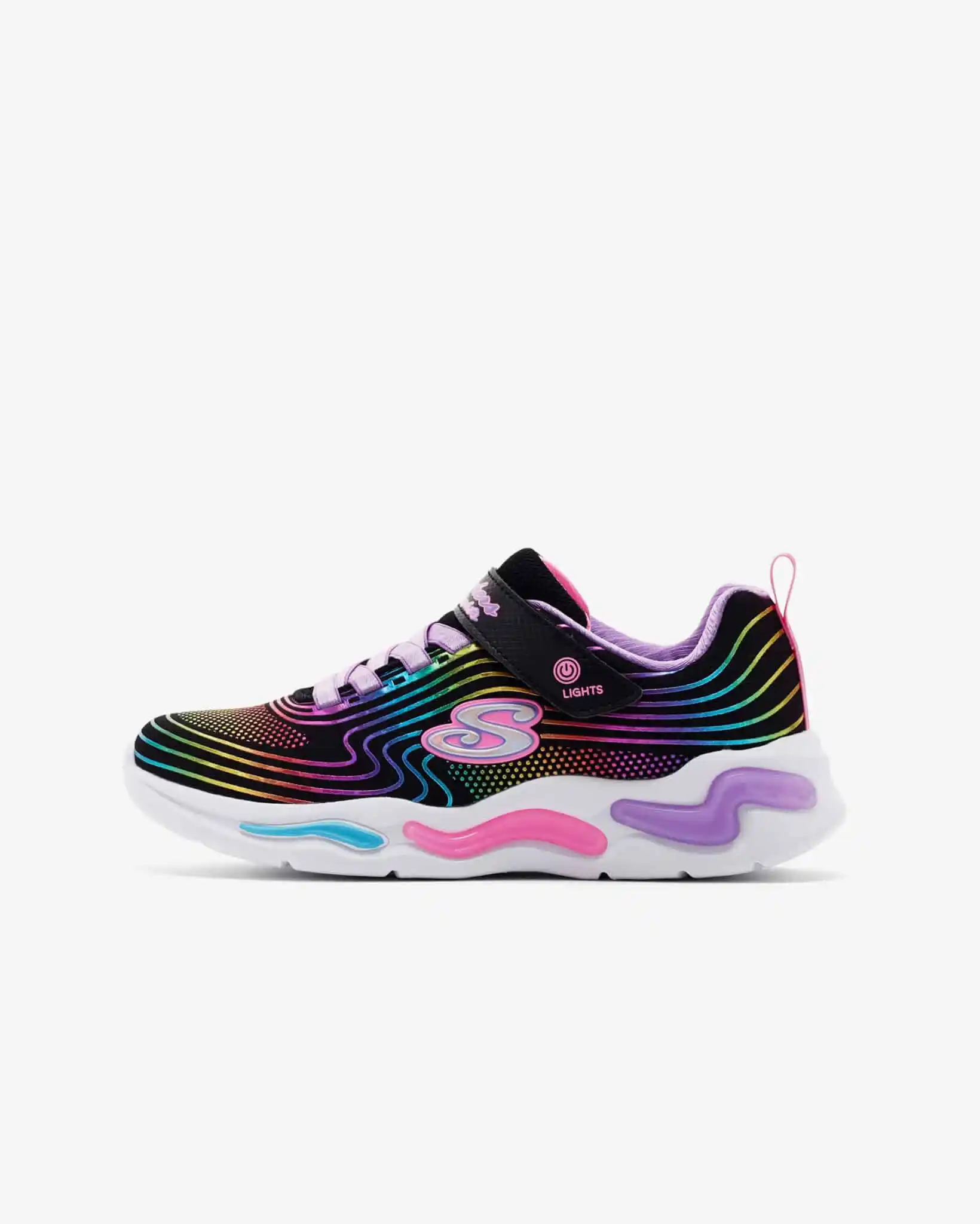 Skechers Wavy Beams Kız Çocuk Siyah Işıklı Ayakkabı 302338L BKMT