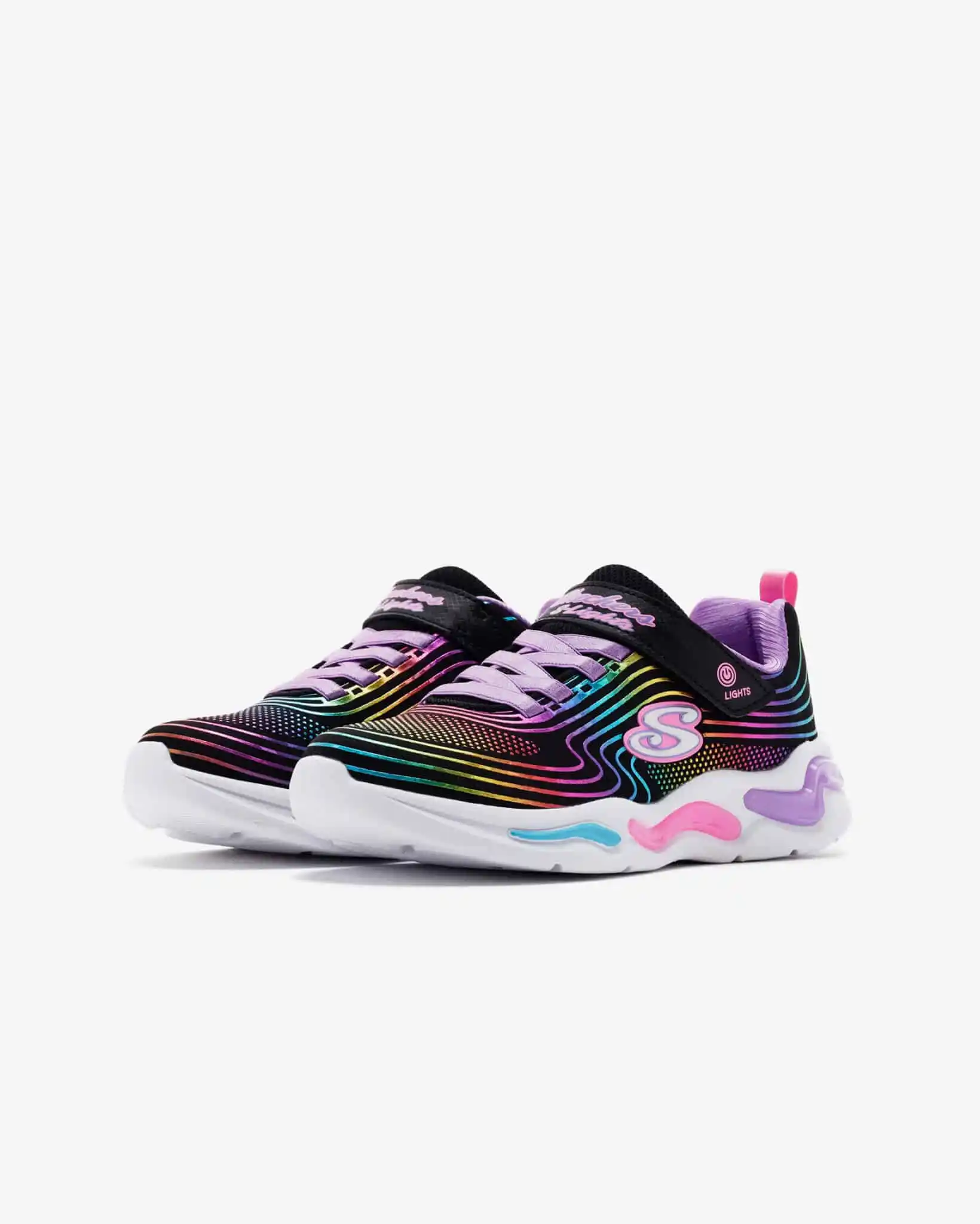Skechers Wavy Beams Kız Çocuk Siyah Işıklı Ayakkabı 302338L BKMT